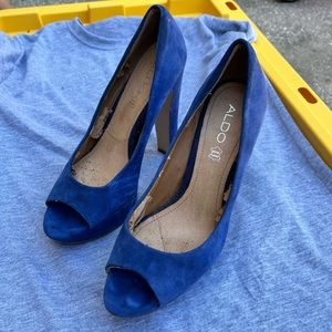 ALDO Cobalt Blue Suede Platform Heels